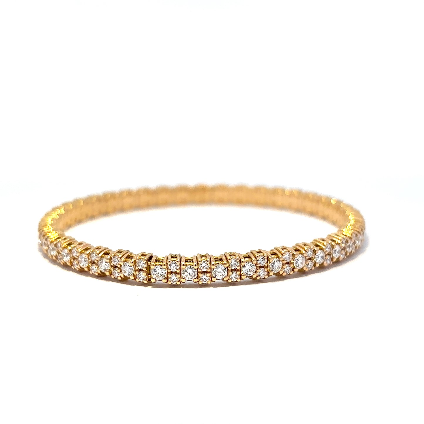 King Jewelers Diamond Flexible Bangle Bracelet 18K Yellow Gold