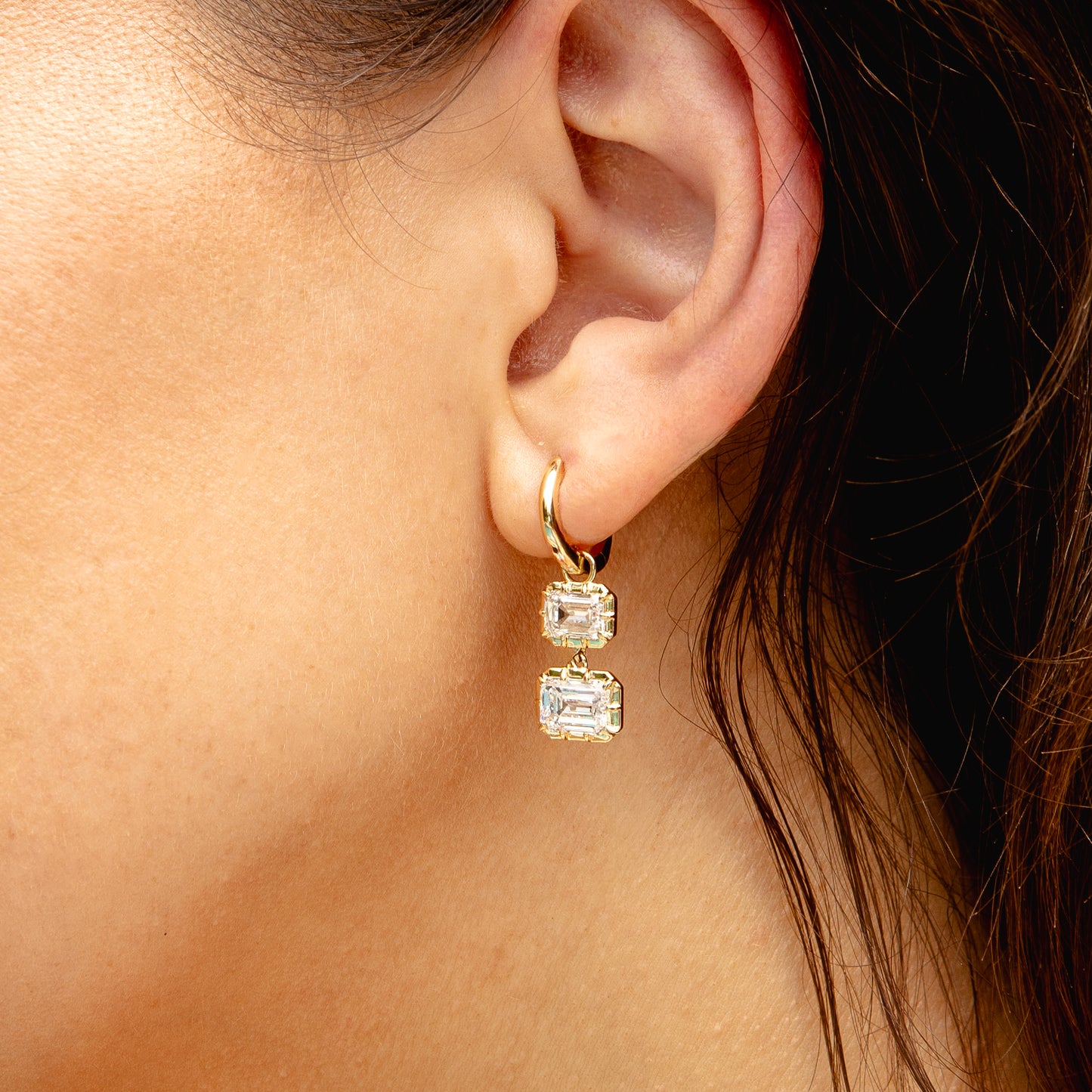 Ella Rose 14K Yellow Gold 5.01 ct Emerald-Cut Lab-Grown Diamond Drop Earrings