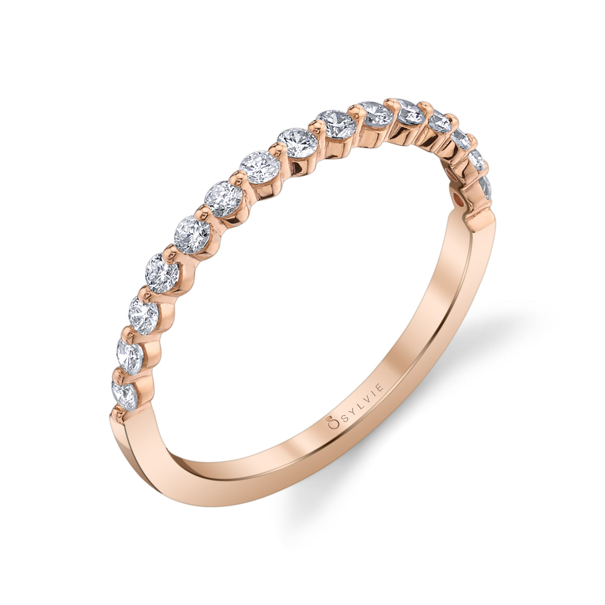 Sylvie Cerise 18K Rose Gold Stackable Diamond Wedding Band