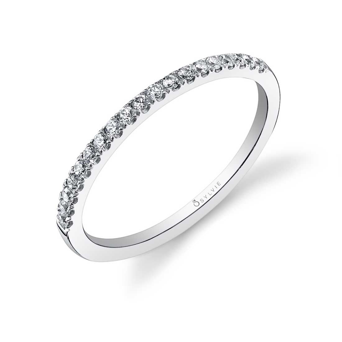 Sylvie Jenny 18K White Gold Classic Diamond Wedding Band