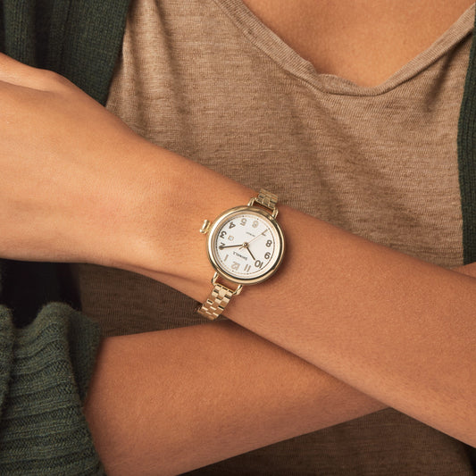 34MM SHINOLA BIRDY, STEEL CASE AND BRACELET WITH YELLOW GOLD PVD, SILVER DIAL.
