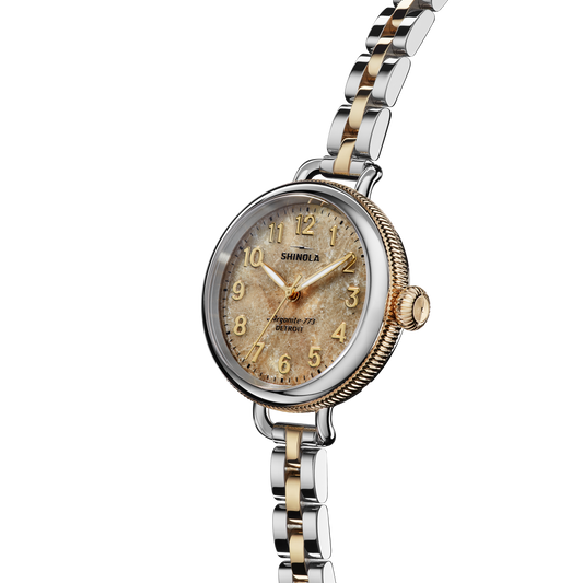 Shinola Birdy 34mm Petoskey Stone Dial Two-Tone Bracelet Watch