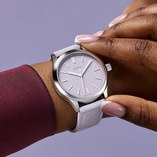 Fears Redcliff 39.5 Pale Lilac Dial Alcantara® Strap Watch