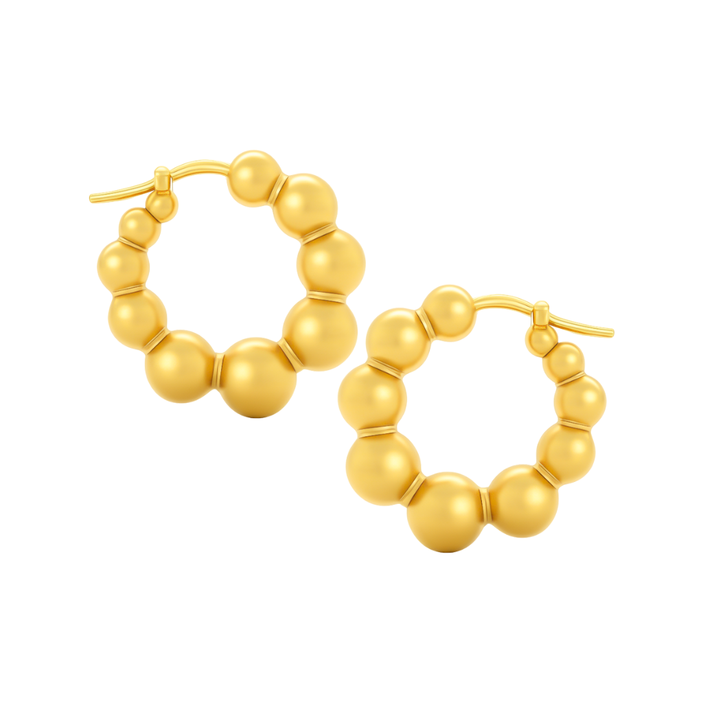 Antonio Papini Beaded Hoop Earrings 18K Yellow Gold