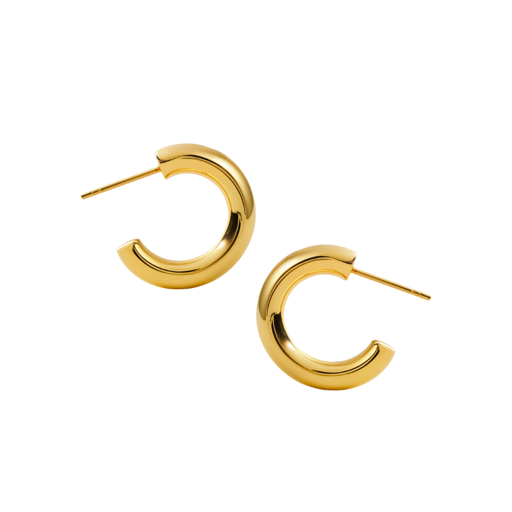 Antonio Papini Open Huggie Hoop Earrings 18K Yellow Gold