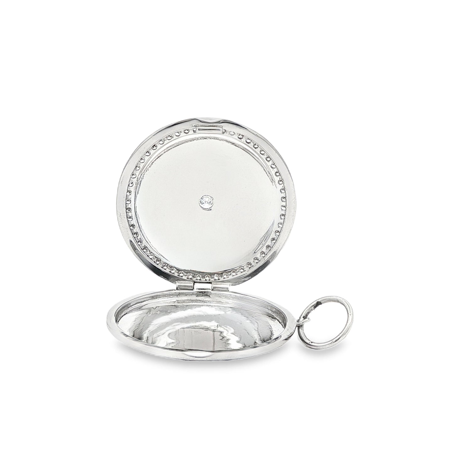 King Jewelers Round Diamond Locket Pendant 14K White Gold