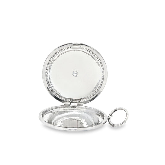 King Jewelers Round Diamond Locket Pendant 14K White Gold