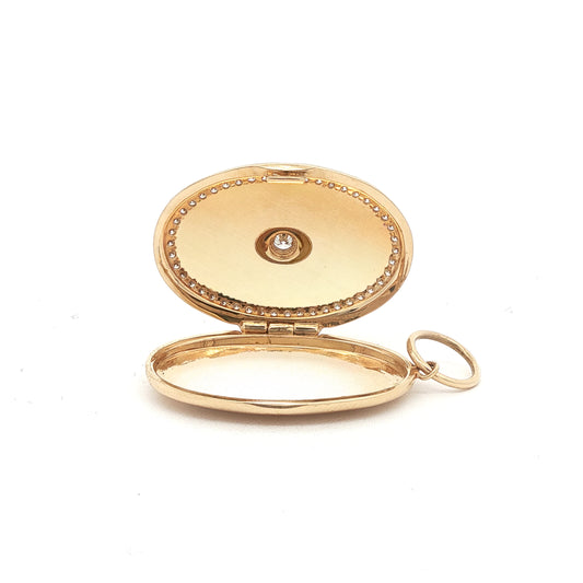 King Jewelers Diamond Locket Pendant 14K Yellow Gold