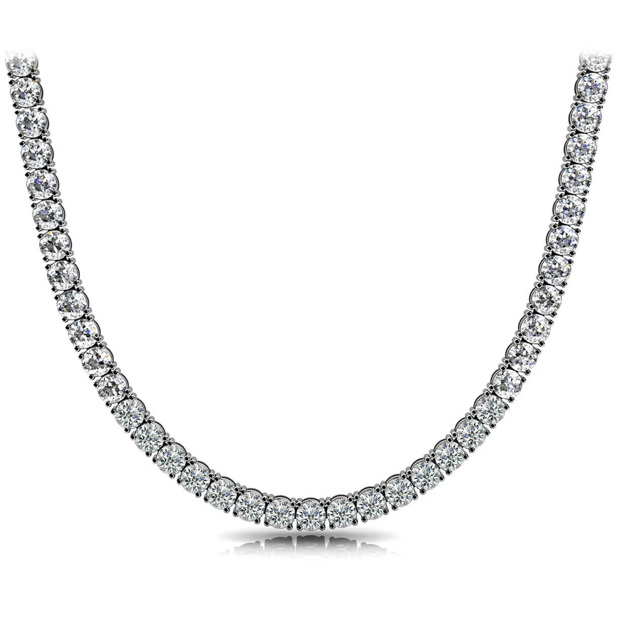 King Jewelers 6.01ct Diamond Tennis Necklace 14K White Gold