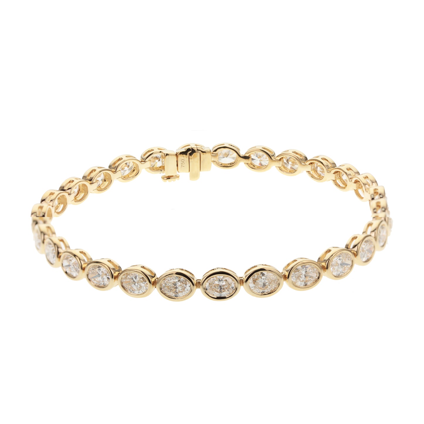 King Jewelers 18K Yellow Gold Oval Diamond Tennis Bracelet