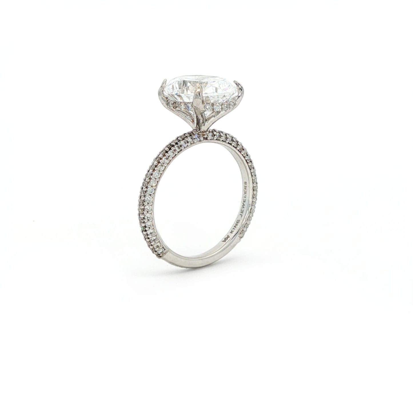 KJ5 18K White Gold Double Pavé Oval Diamond Engagement Ring Mounting