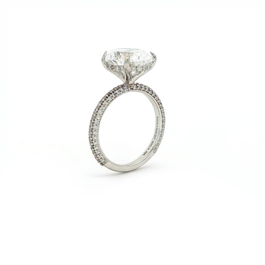 KJ5 18K White Gold Double Pavé Oval Diamond Engagement Ring Mounting