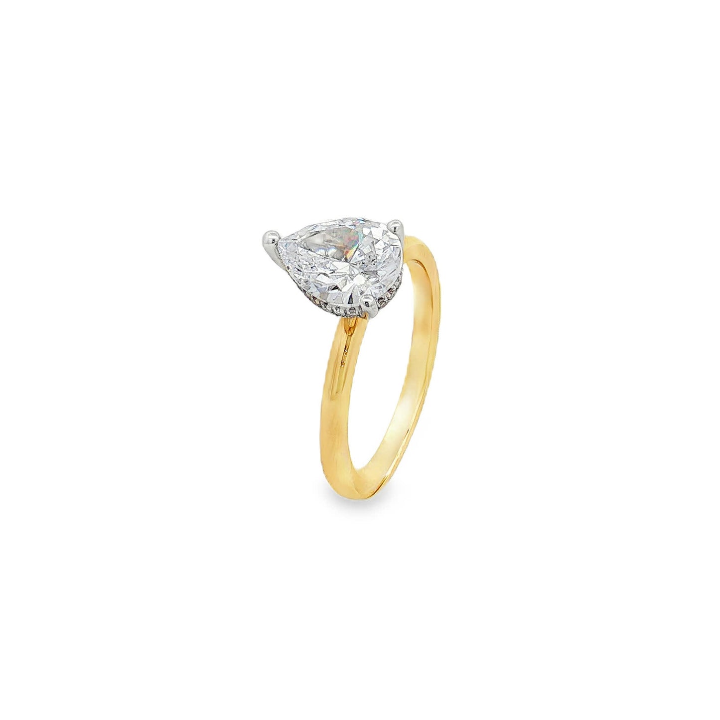 KJ5 14K Yellow Gold Pear Diamond Solitaire Engagement Ring Mounting