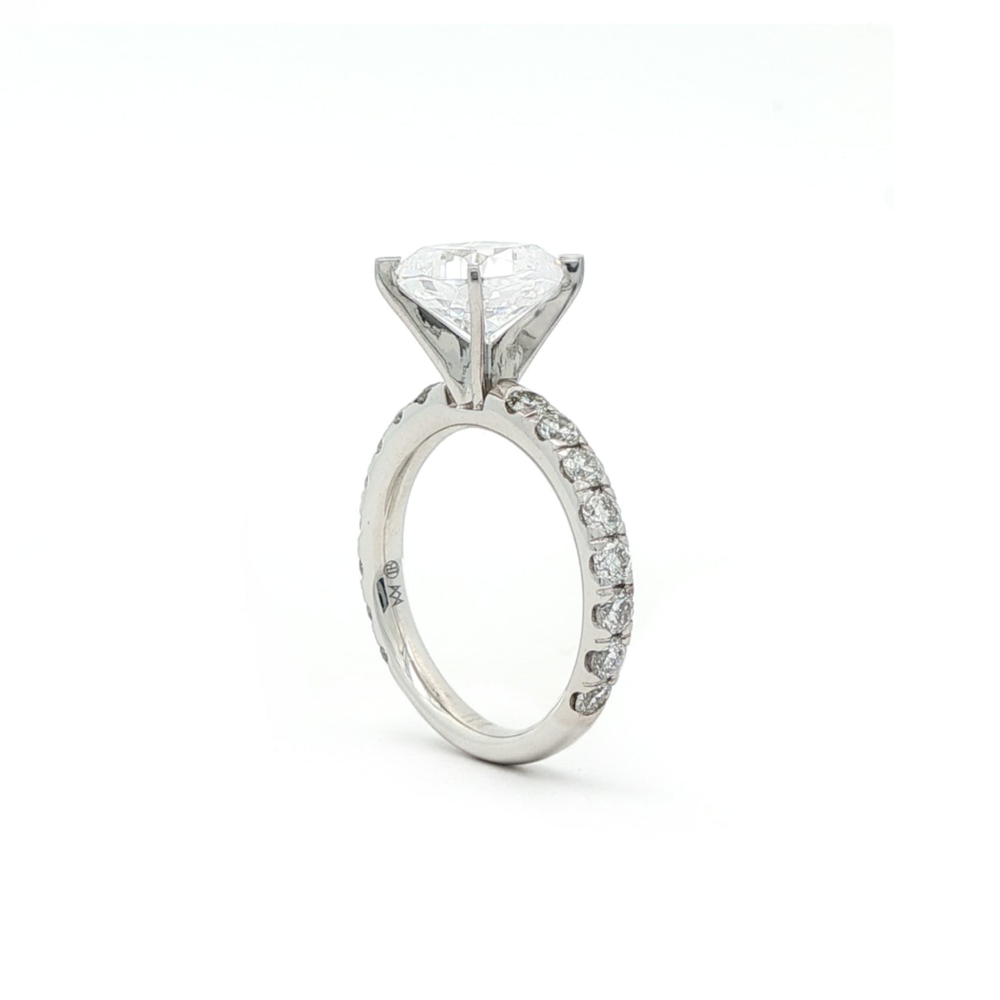 KJ5 Platinum Pavé Cushion Cut Diamond 1ct Engagement Ring Mounting