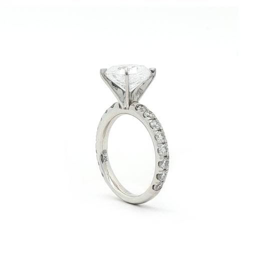 KJ5 Platinum Pavé Cushion Cut Diamond 1ct Engagement Ring Mounting