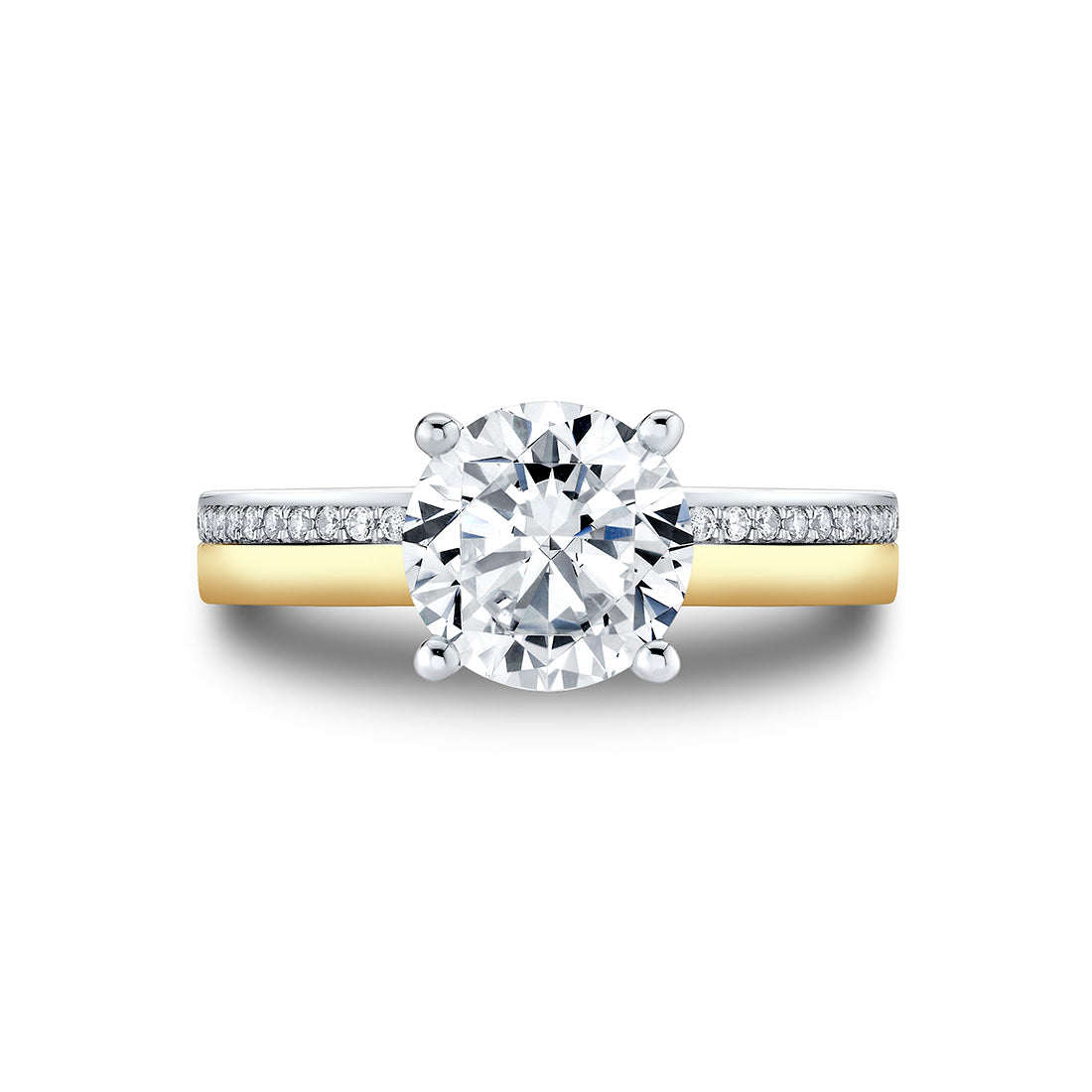 Sylvie Auravie Reese Flush Set Diamond Two Tone Engagement Ring