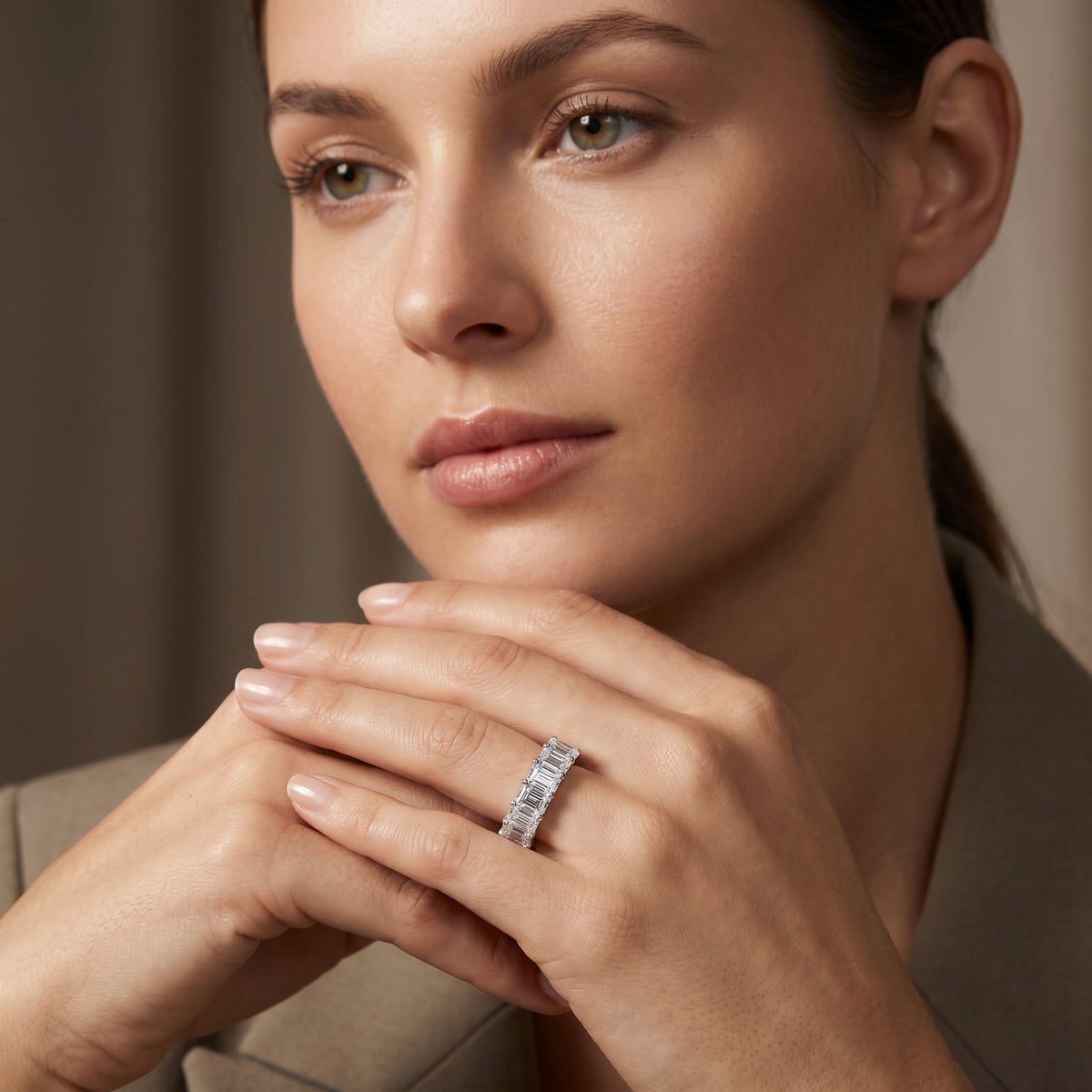 Ella Rose 14K White Gold 2.41ct Emerald-Cut Lab-Grown Diamond 7-Stone Band