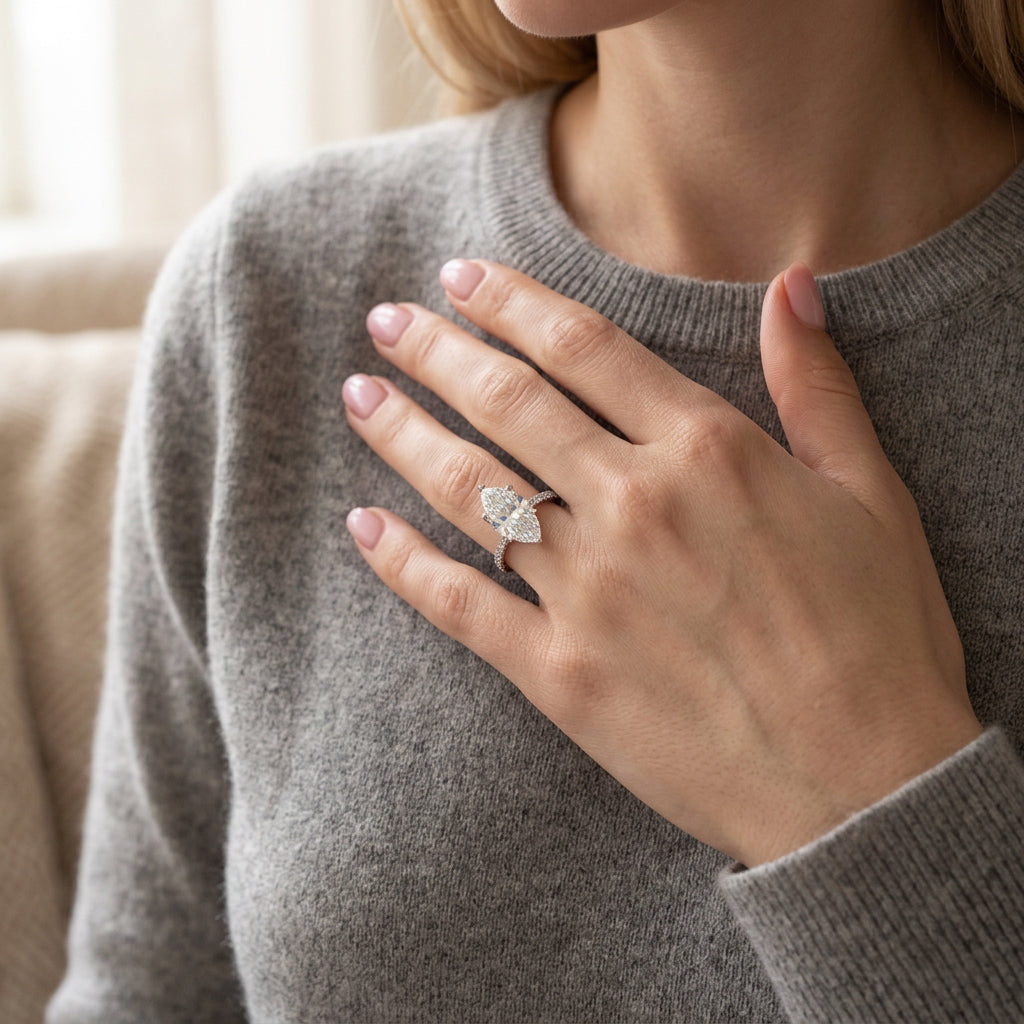 Ella Rose 14K White Gold 3.57ct Marquise Lab-Grown Diamond Engagement Ring