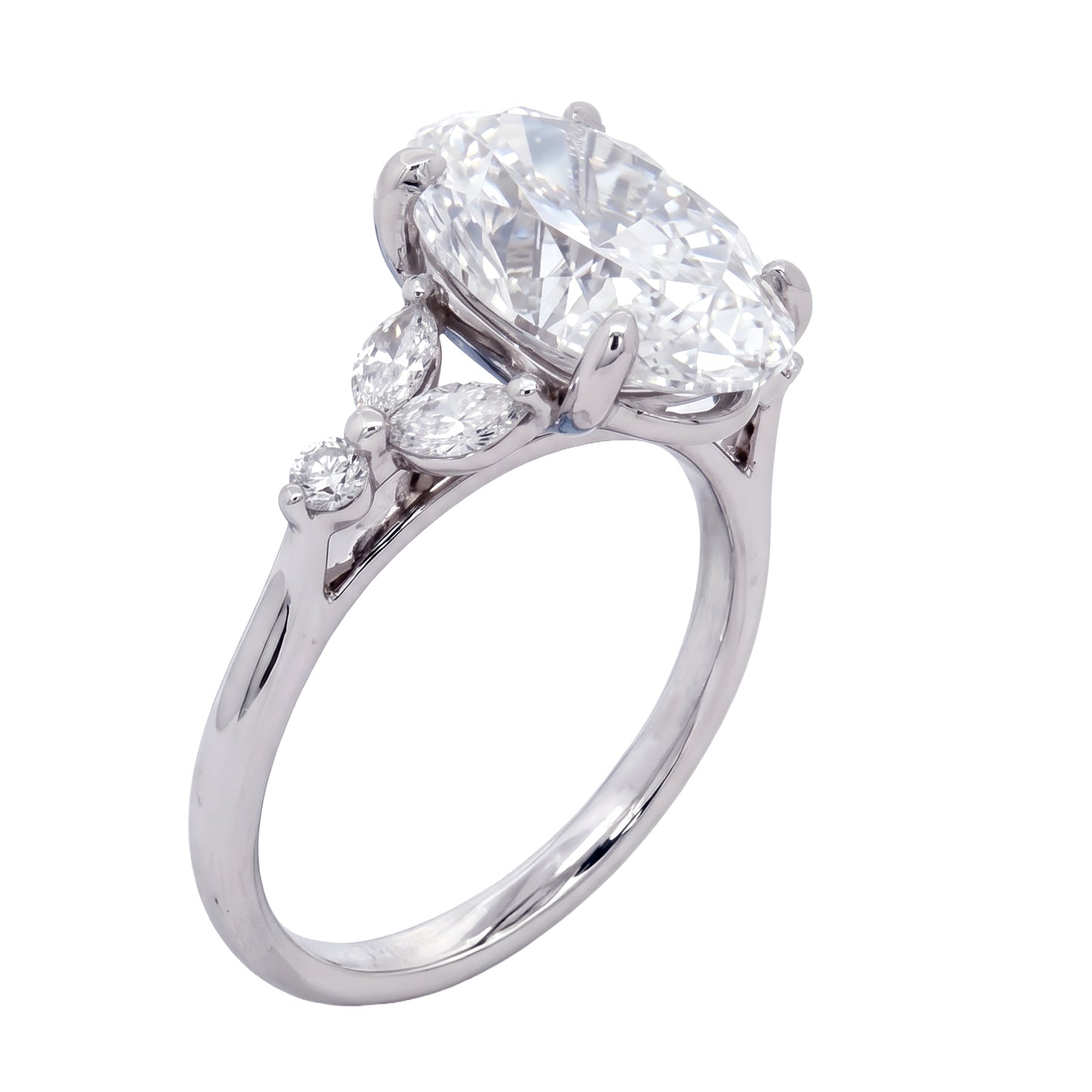 Ella Rose 14K White Gold 3.85ct Oval Lab-Grown Diamond Multi-Stone Engagement Ring