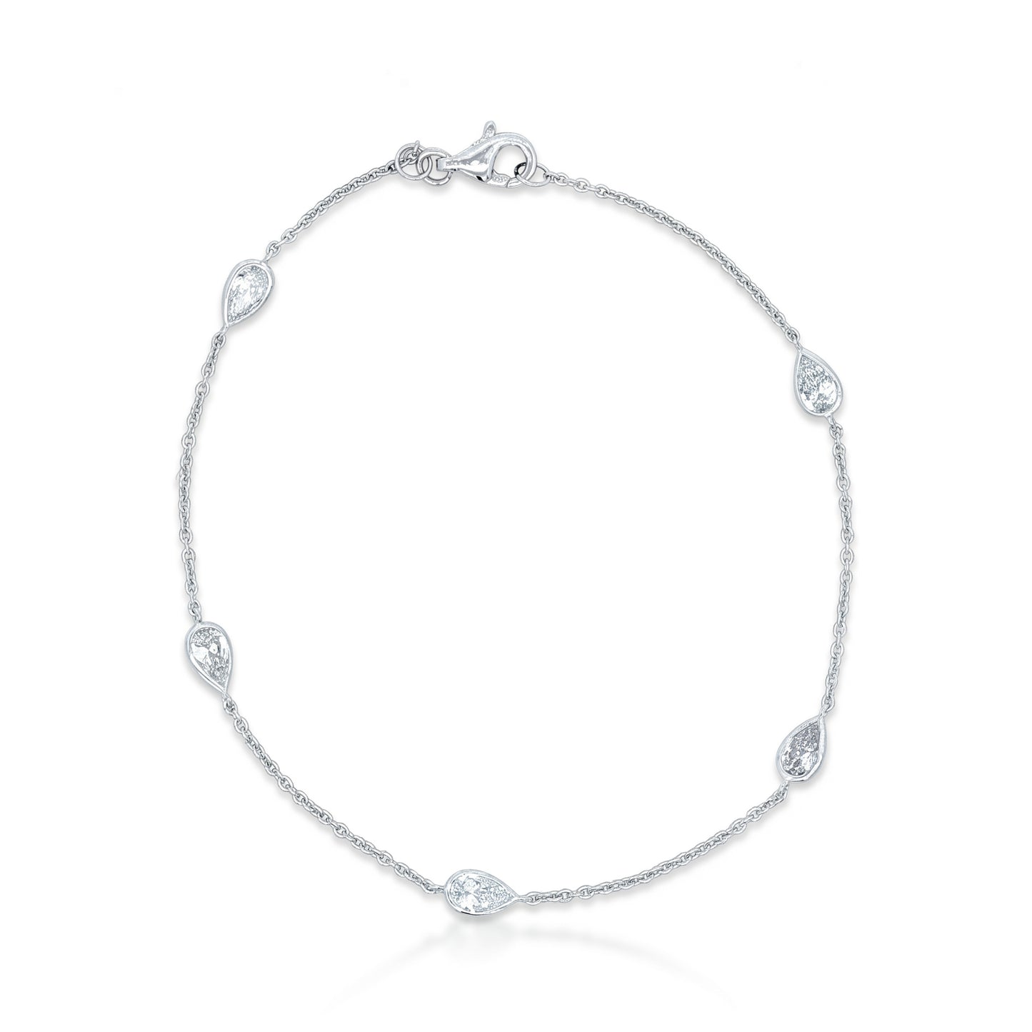 Ella Rose 14K White Gold 1.00ct Pear Lab-Grown Diamond Station Bracelet