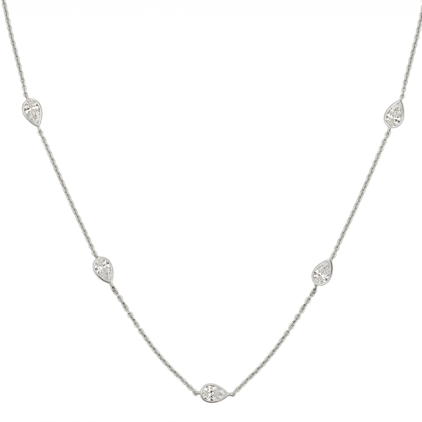 Ella Rose 14K White Gold 2.25ct Pear Lab-Grown Diamond Station Necklace