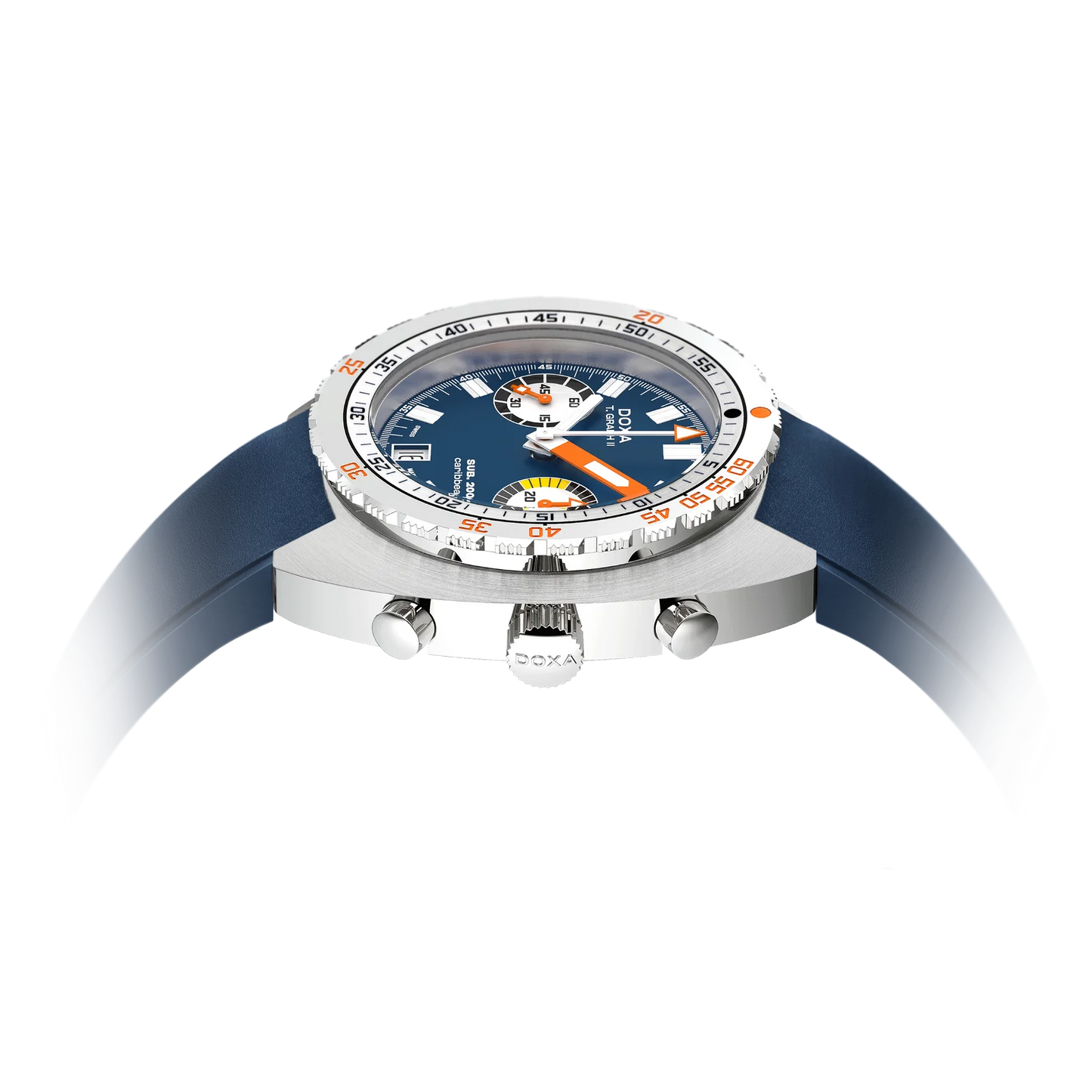 DOXA SUB 200 T.Graph II Caribbean Blue Rubber Strap