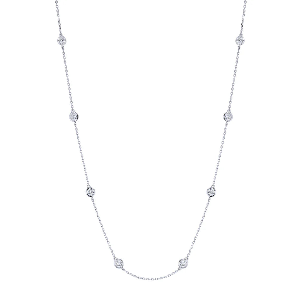 Ella Rose 6.10ct Lab-Grown Diamond Station Necklace 14K White Gold