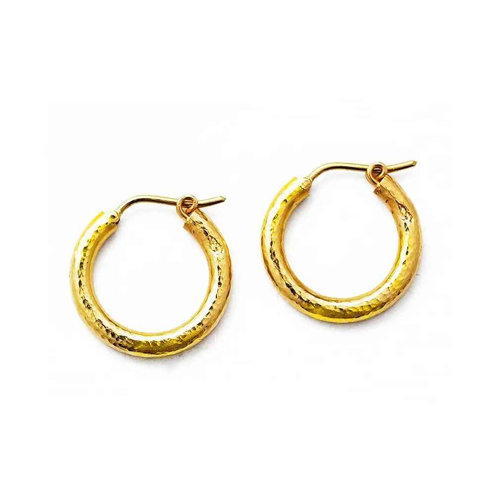 10K Yellow Gold 1” wreath like hoop earrings hammered design hoop with on sale knot