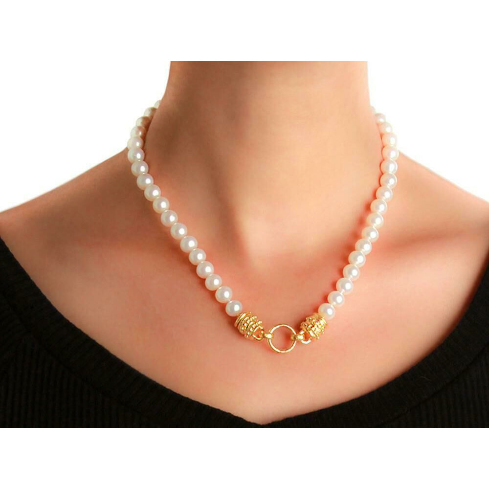 Elizabeth Locke 17 Inch Bettina Clasp Pearl Necklace