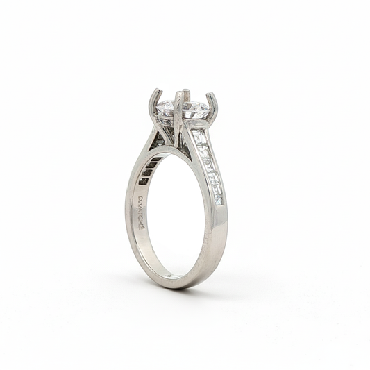 KJ5 Platinum Round Diamond Channel Set Engagement Ring Mounting
