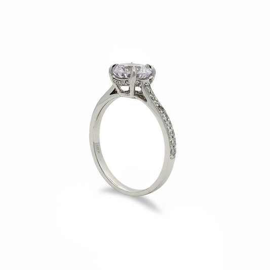 KJ5 18K White Gold Pavé Round Diamond Engagement Ring Mounting