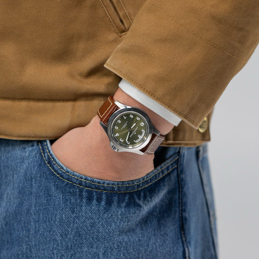 Hamilton Khaki Field King Day-Date Auto 40mm Green Dial Leather Strap Watch