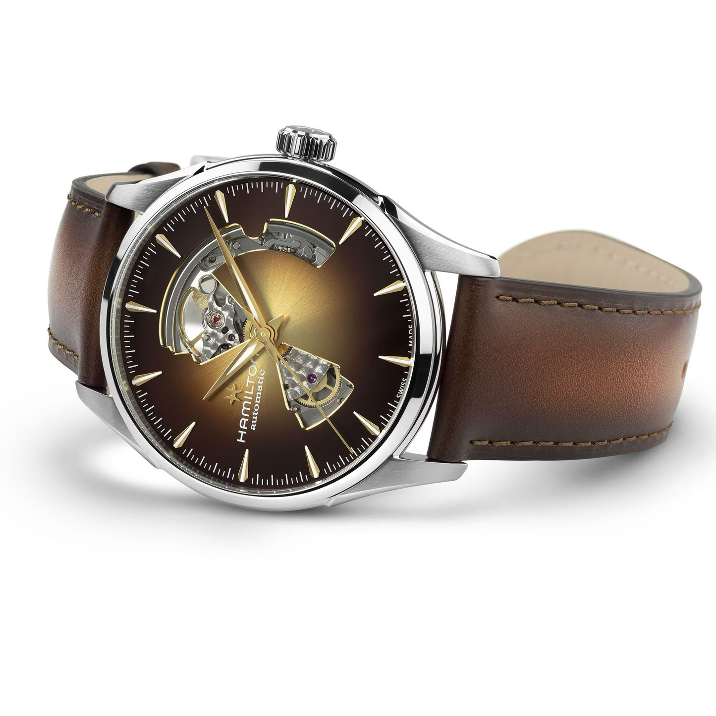 Hamilton Jazzmaster Open Heart Auto 42mm Brown Dial Leather Strap Watch