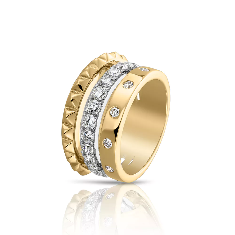 Hulchi Belluni Cubini Trio Gold Diamond Ring
