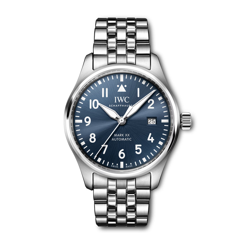 IWC 自動巻き時計 ネイビー ステンレス IWC Pilots Watch Mark XX 40 Blue Dial Steel | King Jewelers