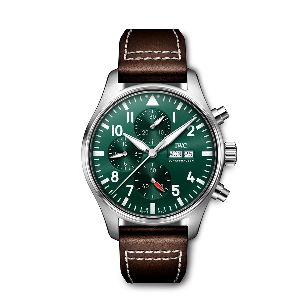 IWC Pilots Watch Chrono 43 Green Leather Strap | King Jewelers