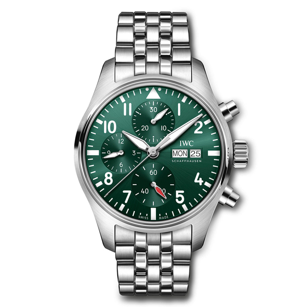 IWC Pilot's Chronograph 41 Steel Green Dial | King Jewelers