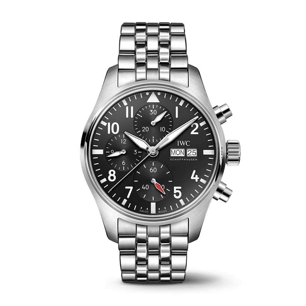 IWC Pilots Watch Chrono 41 Black Dial Steel | King Jewelers