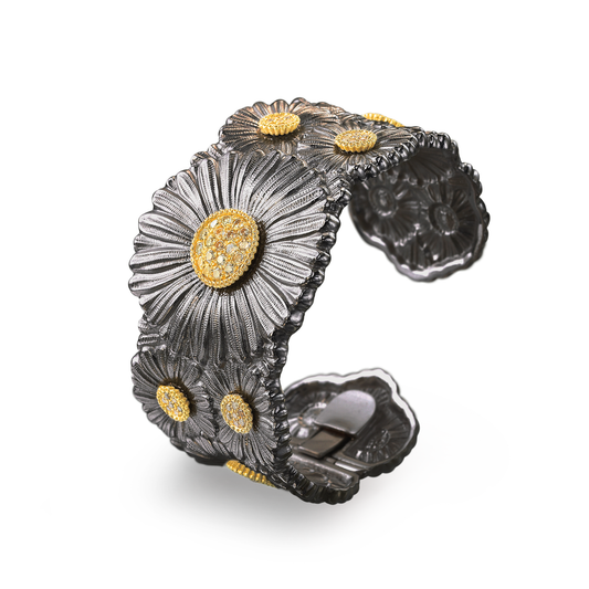 Buccellati Blossoms Diamonds Bracelet in Silver with Fancy Diamonds