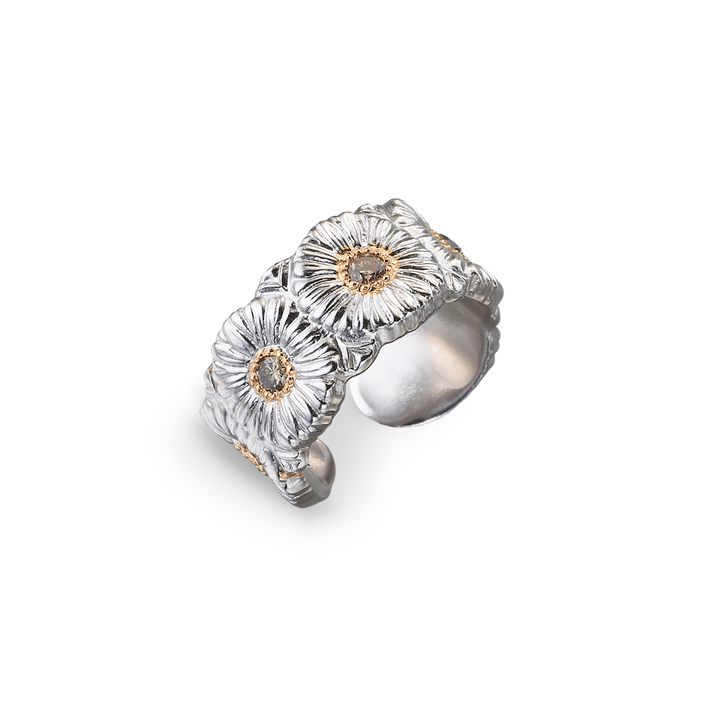 Buccellati Blossoms Silver and Vermeil Eternelle Ring with Diamonds