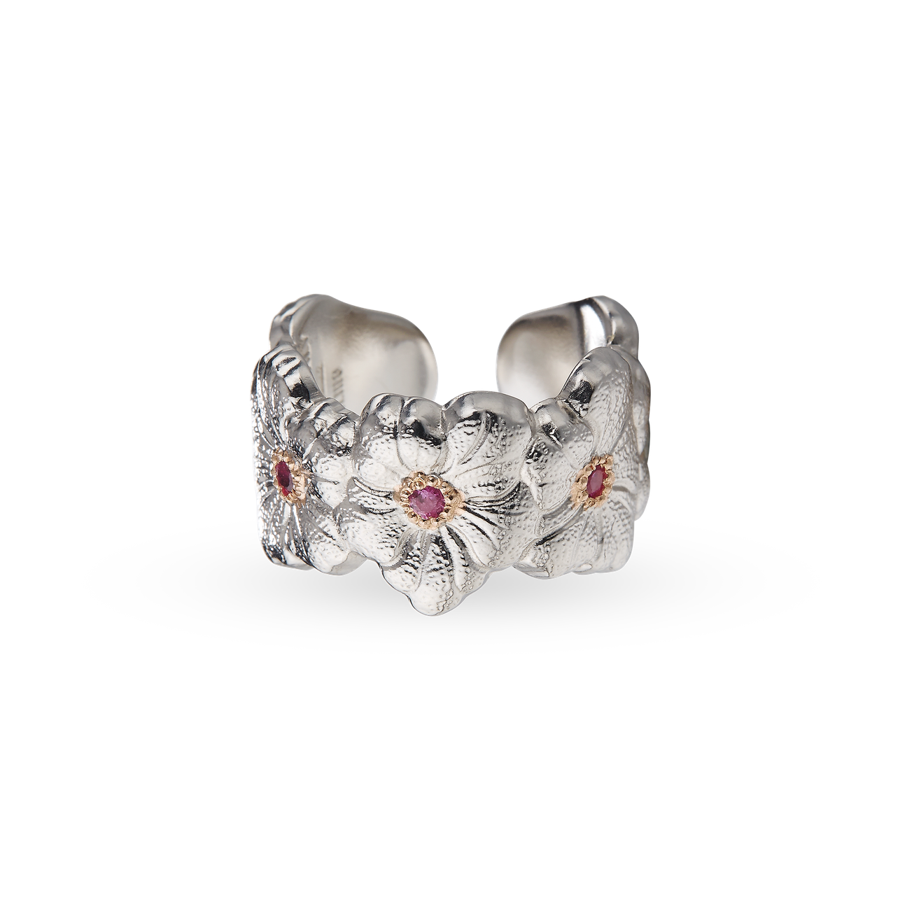 Buccellati Blossoms Silver and Pink Sapphire Eternelle Ring