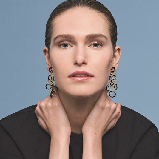 Buccellati Hawaii Color Earrings with Onyx in 18K Yellow Gold