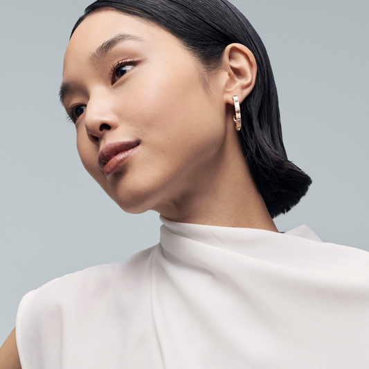 Buccellati Macri Classica Hoop Earrings with Diamonds 18K Yellow Gold