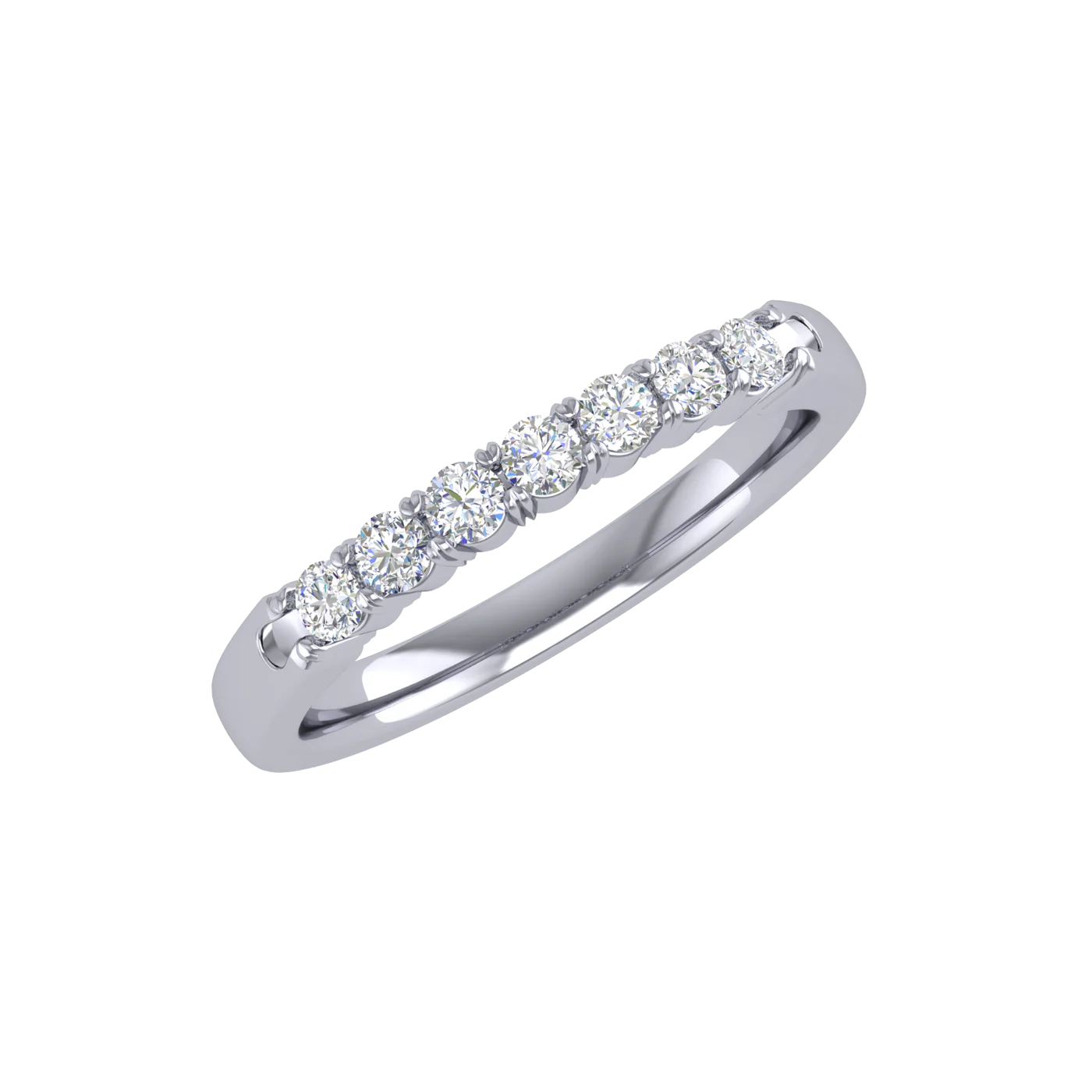 KJ5 14K White Gold 7 Stone Diamond Wedding Band