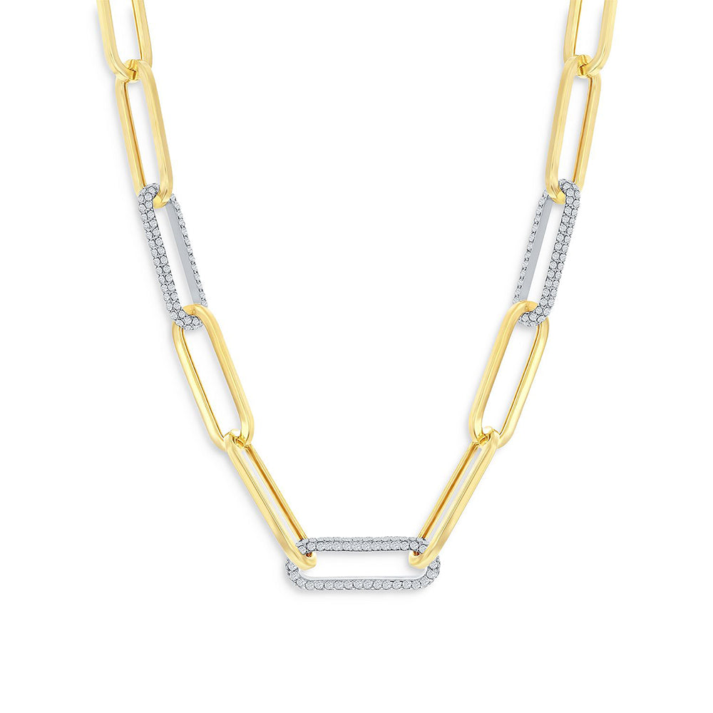 King Jewelers Diamond Paperclip Chain Necklace