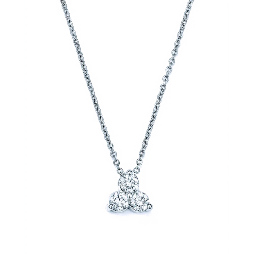 King Jewelers Diamond Trio Pendant Necklace 14K White Gold