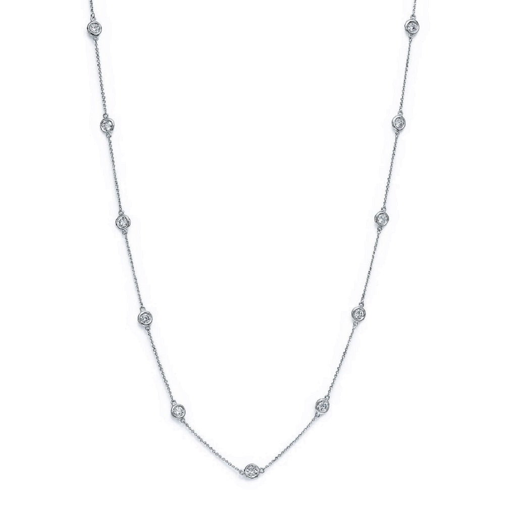 King Jewelers 0.41ct Diamond Station Necklace 14K White Gold