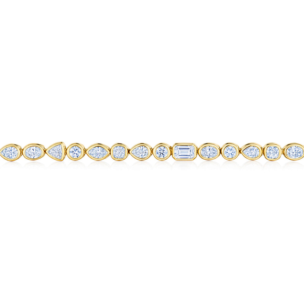 Kwiat Portofino Line Bracelet with Mixed Shape Diamonds in Yellow Gold