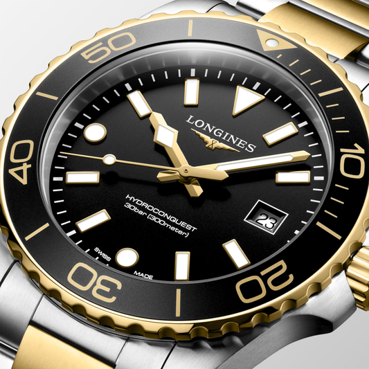Longines HydroConquest 42mm Steel and Gold Black Dial