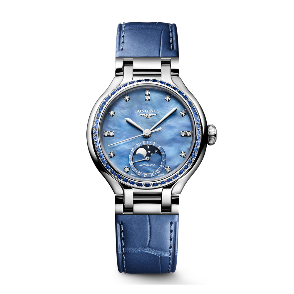 Longines Primaluna Moonphase 34 Blue Diamonds | King Jewelers